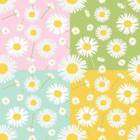 4 colors set of dandelion seamless pattern background. vector