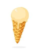 Vanilla ball of ice cream in the waffle cone vector