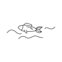 Hand drawn vector illustration fish in water