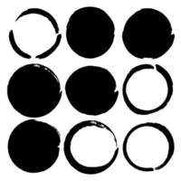 Set of grunge circles. Grunge round shapes. Design elements in grunge style vector