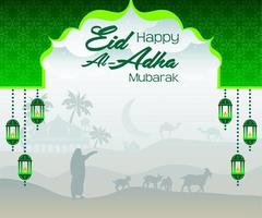 islamic theme poster for eid al adha mubarak vector