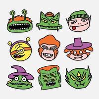 set of characters, childrens men, vector illustration, drawings in cartoon sticker style.
