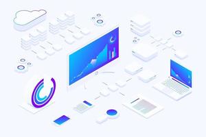 File storage Cloud. isometry vector illustration. The concept of data Storage and processing. Sort and search. Transmission and processing of information. Simple 3D design. Template for web design.