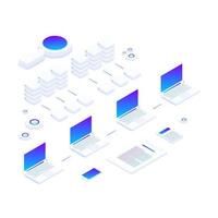 File storage Cloud. isometry vector illustration. The concept of data Storage and processing. Sort and search. Transmission and processing of information. Simple 3D design. Template for web design.