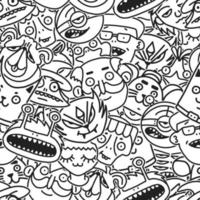 Seamless background pattern, childrens multicolored characters, vector illustration, drawings with little men in cartoon style.