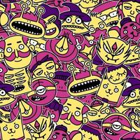 Seamless background pattern, childrens multicolored characters, vector illustration, drawings with little men in cartoon style.