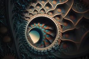 Fractal volumetric abstraction background. Neural network photo