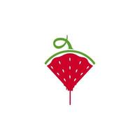 side view of stylized triangular watermelon slice pointing down, vector illustration isolated.