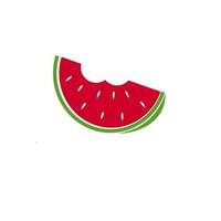 Red and green watermelon slice with two bites vector