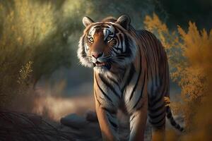 Tiger wild in the jungle. Neural network photo