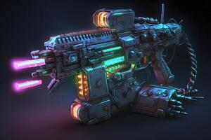 Futuristic cyber weapon, space neon gun. Neural network art photo