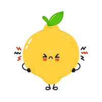 Angry lemon character. Vector hand drawn cartoon kawaii character illustration icon. Isolated on white background. Sad lemon character concept