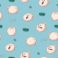 Pomeranian seamless pattern for textile, paper, fabric and clothes. Vector illustration