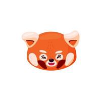 Red panda head as emoji. Cheerful expression. Vector illustration of smiley animal