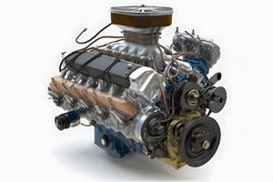 Modern car engine on white background. Neural network generated art photo