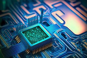 CPU processor with modern futuristic technology appearance. Neural network generated art photo