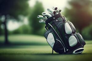 golf clubs a un golf complejo. neural red ai generado Arte foto