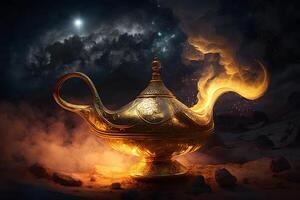 Magic genie lamp. Neural network photo