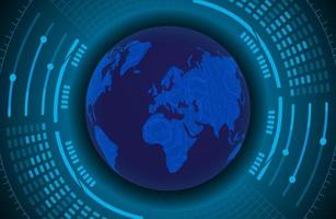 holograma de mapa del mundo moderno sobre fondo de tecnología vector