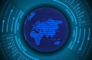 holograma de mapa del mundo moderno sobre fondo de tecnología vector