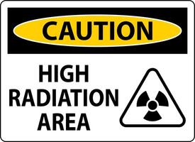 Caution High Radiation Area Sign On White Background vector