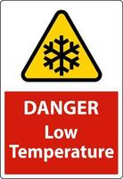 Danger Low temperature symbol and text safety sign. vector