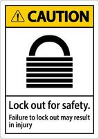 Caution Lock Out For Safety. Failure To Lock Out May Result In Injury Sign vector