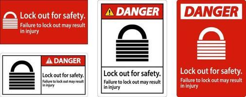 Danger Lock Out For Safety. Failure To Lock Out May Result In Injury Sign vector