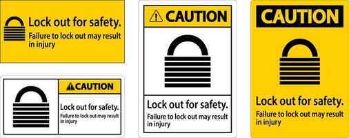 Caution Lock Out For Safety. Failure To Lock Out May Result In Injury Sign vector