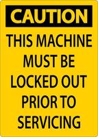 Caution This Machine Must Be Locked Out Prior To Servicing Sign vector