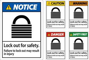 Caution Lock Out For Safety. Failure To Lock Out May Result In Injury Sign vector