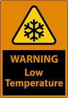 Warning Low temperature symbol and text safety sign. vector