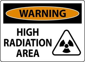 Warning High Radiation Area Sign On White Background vector