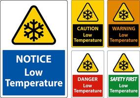 precaución bajo temperatura símbolo y texto la seguridad signo. vector