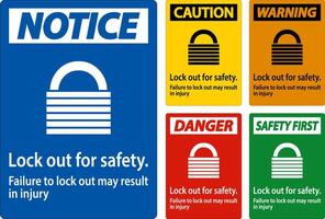 Caution Lock Out For Safety. Failure To Lock Out May Result In Injury Sign vector