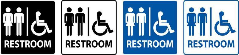 Unisex And Disabled Toilet Door Sign,Handicap Restroom Symbol vector