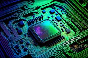 CPU processor with modern futuristic technology appearance. Neural network generated art photo