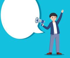 man holding megaphone. media marketing vector illustration