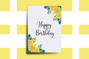 Greeting card birthday card Digital watercolor hand drawn Yellow Rose Flower Design Template vector