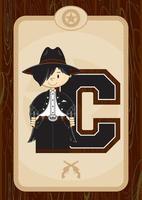 C is for Cowboy Wild West Alphabet Learning Educational Illustration vector