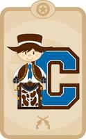 C is for Cowboy Wild West Alphabet Learning Educational Illustration vector