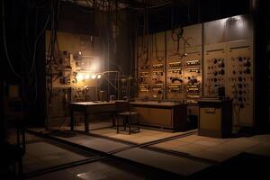 Control panel at a nuclear power plant. Neural network photo