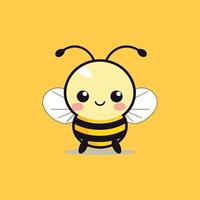 Cute kawaii bee chibi  mascot vector cartoon style