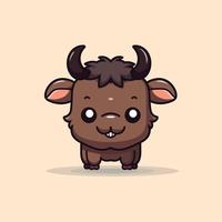 Cute kawaii buffalo chibi  mascot vector cartoon style