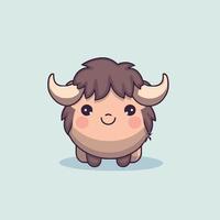 Cute kawaii buffalo chibi  mascot vector cartoon style