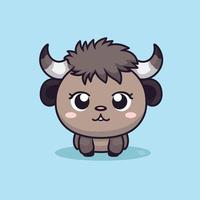 Cute kawaii buffalo chibi  mascot vector cartoon style