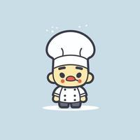 linda kawaii cocinero chibi mascota vector dibujos animados estilo