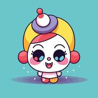 linda kawaii payaso chibi mascota vector dibujos animados estilo