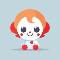 linda kawaii payaso chibi mascota vector dibujos animados estilo