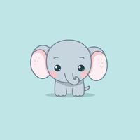 linda kawaii elefante chibi mascota vector dibujos animados estilo